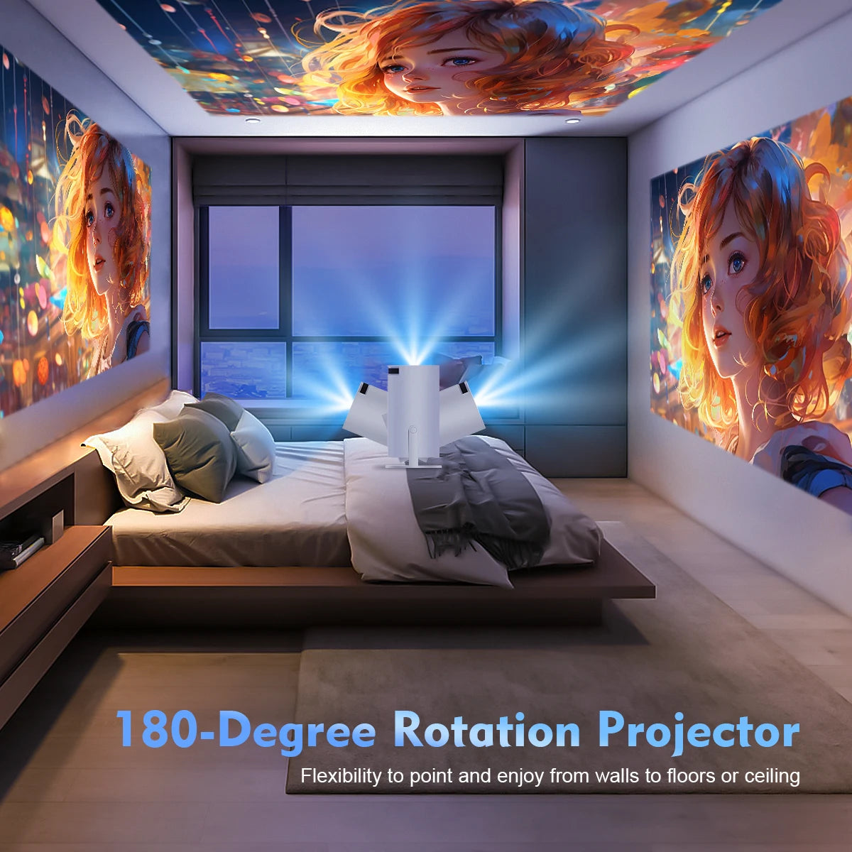 Magcubic 8K Video Projector Hy300 Pro Android 14 Mini Projector Dual Wifi6 290Ansi Allwinner H726 Bt5.0 1080P for Camping Home